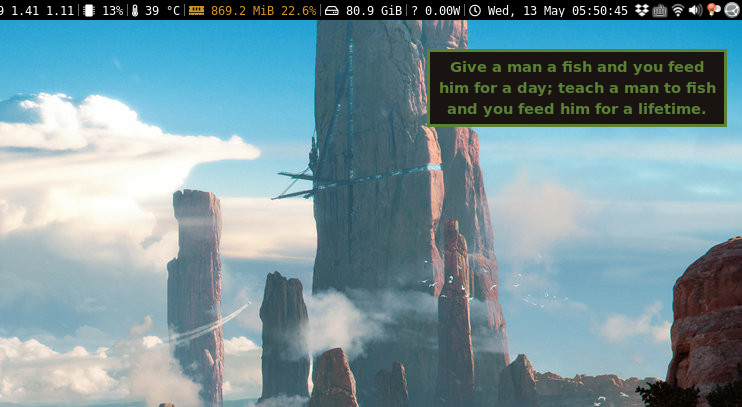 The notification displays on the desktop. The specific display is due to dunst with my configuration file.